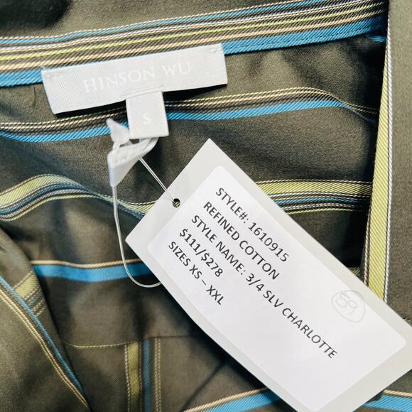 HINSON WU CHARLOTTE 3/4 SLEEVE VARIEGATED SATIN STRIPE SHIRT SIZE SMALL 1610915 - Picture 4 of 6